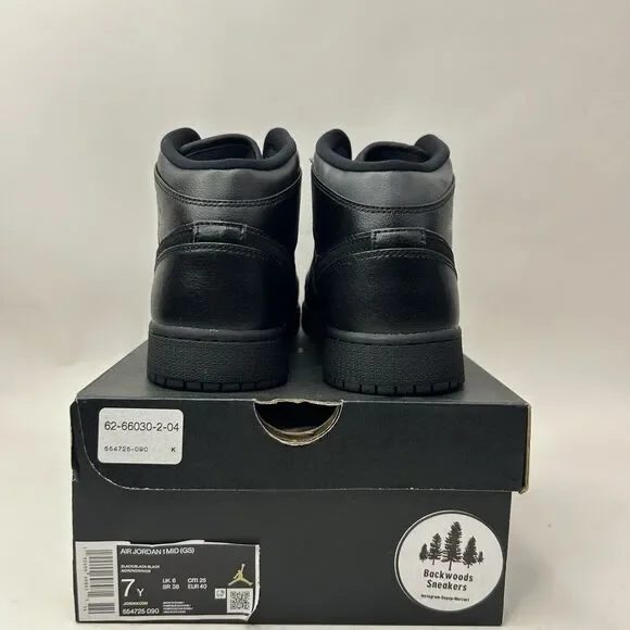 Nike Air Jordan 1 Mid GS “Deep Black Nubuck Swoosh” 2023 - Picture 4 of 5